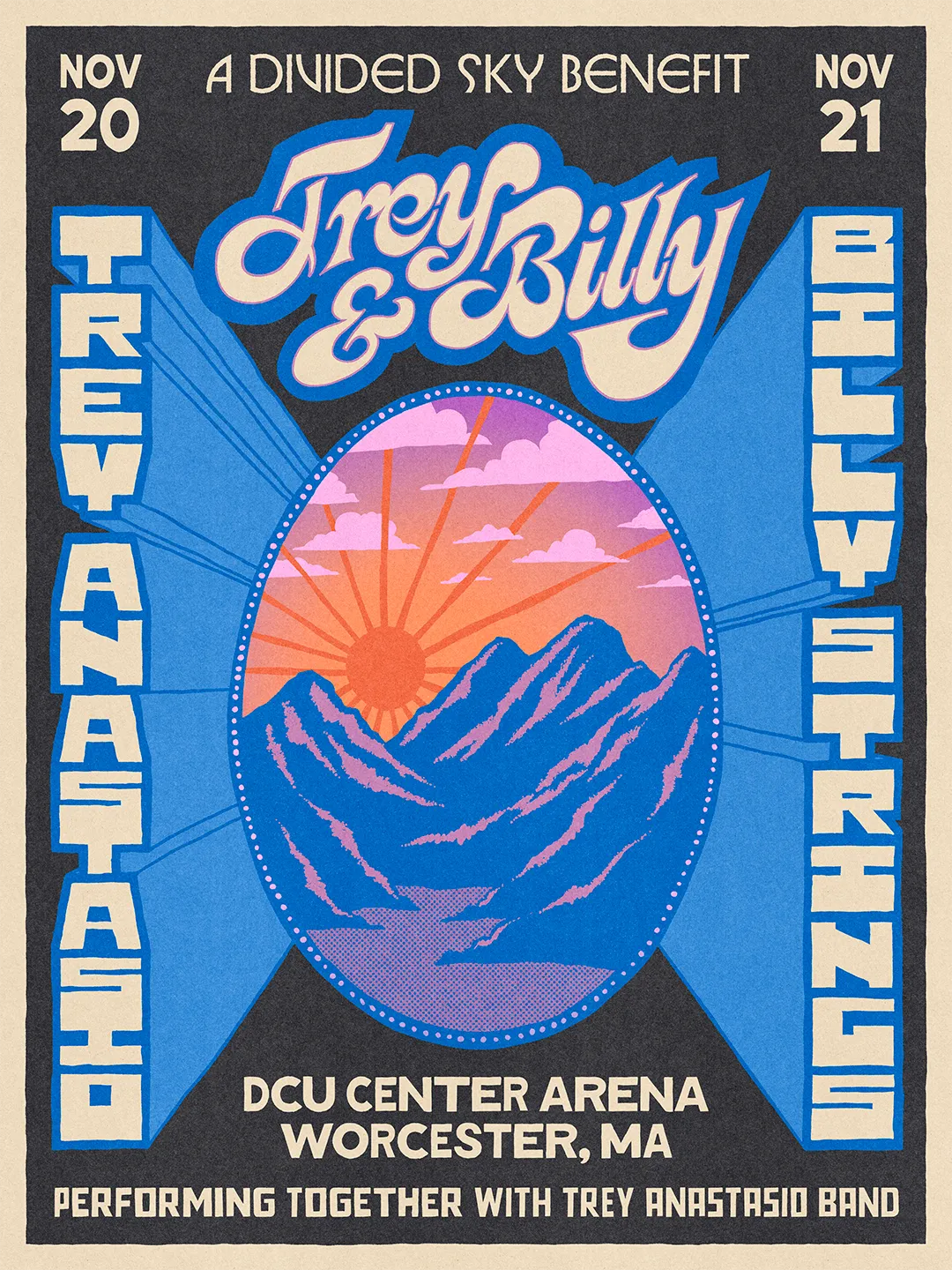 Trey & Billy: A Divided Sky Benefit. November 20 and 21 at DCU Center Arena, Worcester, MA. Performing together with Trey Anastasio Band.